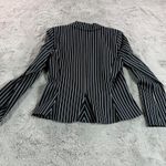 Ralph Lauren Lauren Women Black Stripe Blazer Jacket Size 8 Silk Blend Academia Photo 3