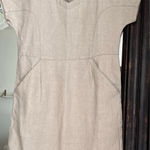 Garnet Hill  Linen Tan Shift Dress Size 2 Photo 0