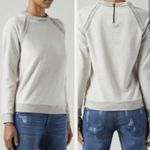 Haute Hippie Herringbone Sweatshirt Crystal Necklace Reverse Weave Sweater sz M Photo 4