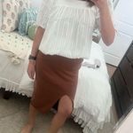 Free People  Knit Skirt Midi Ribbed Caramel Photo 1