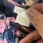 Shoshanna Women's Silk Floral Ruffle Tie Neck Flowy Navy Blue Blouse Size XS Photo 2