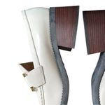 Tod's Kate Block Heel Leather Loafers Chain Link White 39 (US 8.5) Photo 7