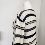 American Vintage Vintage Reba Rose 90s Ribbed Knit Cream Striped Sweater Long Sleeve Neutral M Photo 5