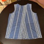 J. Jill Embroidered cotton modest Tank Top Sleeveless Casual Blue White Size S Photo 3