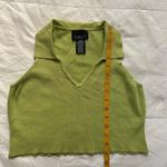 Y2K lime Green collared silk blend knit cropped sleeveless sweater vest medium Photo 5
