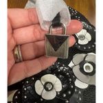 Michael Kors  Cassie Floral Applique Black Leather Large Satchel Crossbody Bag Photo 5