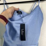 Lulus  Invitation Satin Cowl‎ Neck Maxi Dress Blue Sz M NWT Photo 7