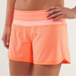 Lululemon Groovy Run Short Wagon Stripe Pop Orange / Bleached Coral size 10 Photo 0
