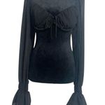 White Fox Boutique White Fox Size Small  Top Blouse Long Sleeve Black Back Tie Open Sexy Photo 0