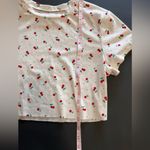 YUMMY SOFT Cherries Ribbed Short Sleeve Crewneck Crop Top Shirt Women’s M EUC White Size M Photo 6