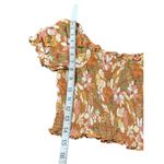 Aerie  Peasant Square Neck Smocked Top With Floral Pattern & Puff Sleeves Size L Photo 3