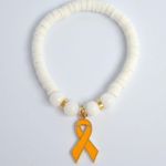 Childhood Cancer Awareness White Jade Beaded Bracelets Yellow Photo 1