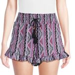 No Boundaries  High Waist Patterned Shorts - Pink and Black Ruffle hem Size L Photo 0