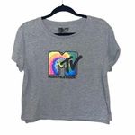 MTV Heather Gray Tie Dye Graphic Short Sleeve Cropped Tee Size XL Photo 0