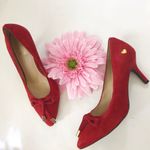 Love moschino Red Suede Leather Heart Stiletto Heels Pumps Photo 0