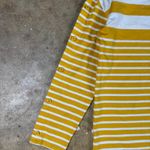 Talbots  Women’s Striped Boatneck Long Sleeve Top M Mustard Yellow‎ White Cotton Photo 2