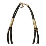 None double-deck steampunk choker necklace with gold-colored spring tube chain black Photo 1