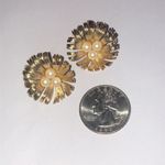 M. Jent Vintage Elegant Gold Tone and Faux Pearl Flower Earrings Photo 2