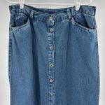 Sun River Women's Blue denim button front velvet trim Maxi Skirt L boho cotton Size L Photo 5