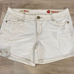 Hot Kiss White Distressed Denim Shorts Women’s Size 5 Cici Lace Detail Photo 0
