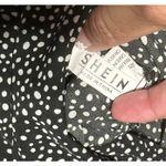 SheIn  black white polka dot smoked waist‎ shirt size L Photo 3