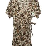 Fatherty Willow Wrap Dress Size XS In Taos Floral Mini Linen Blend Floral Tan Photo 1