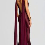 retrofete Julia Silk Draped Open Back Maxi Dress Port Womens Size Medium Red Photo 0