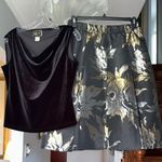 MSK Floral Skirt with R&K Evening Velvet Top Sz 10/12 Black Photo 2
