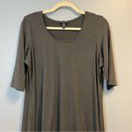 Eileen Fisher  Top Grey (Bark) Scoop Neck Elbow Sleeve Tunic Mini Dress Sz L EUC Photo 4