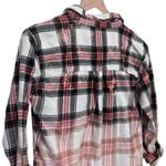 Women’s Hand bleached plaid farmhouse festival fall flannel shirt White Photo 4