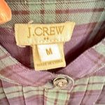 J.Crew Top Navy Green Plaid Size M Pleated Front Button Down Long Sleeve Blouse Photo 5