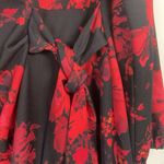 Adorne Dress Women’s 16 W Red Black Floral Side Tie Ruffle Party Holiday Wedding Size 16W Photo 3