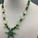 Handmade Beach Style Y2K Vintage Green Seastar Glass Beaded Necklace Photo 2