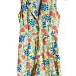 Rachel Antonoff Kitty Strawberry Fruit Print Sleeveless Collared Linen Romper 0 Yellow Photo 4