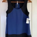 Kensie NWT  Top Women's Small Blue Black Shell Color Block Corpcore Office Church Photo 0