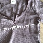 Aritzia TNA chocolate brown cropped waffle knit long sleeve top Photo 2