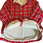 LL Bean Fleece Lined Flannel Shirt Jacket Button Front Plaid Red White Womens XS Photo 8