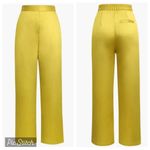 Micas Bright Yellow Basic Satin High Waisted Straight Leg Trousers Size L Photo 1