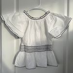 Kensie Cotton Embroidered Flutter Sleeve Peplum Top White NWT Medium Photo 5