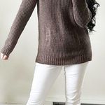 Daisy Fuentes  Brown Kangaroo Pocket Scoop Neck Pullover Sweater Lagenlook Small Photo 1