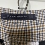 ZARA  High Waisted Belted Plaid grey brownWide Leg Pockets Side Zipper sz XS Photo 1