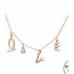 Sterling Silver US Jewelry House  Rose Gold Love Letter Charm Necklace Pink NWT Photo 6