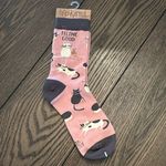 Karma Feline Good Cat Crew Socks OS New Pink Photo 1