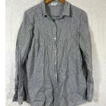 Artisan NY  Button Up Large Blue White Striped Linen Long Sleeve Coastal Photo 12