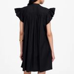 Madewell NWT  Women's Flutter Sleeve Button-Front Mini Dress Poplin Black Size XS Photo 2