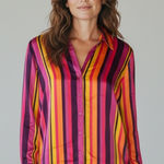 L'Agence Hailie Stripe Silk Blouse by  Size M French California Multicolor Photo 0