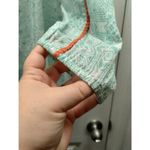 Sundance Size Small Green White Geometric Orange Contrast Trim Peasant Blouse Photo 4