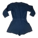 Madewell  women's medium kimono linen blend blue Textured shorts Romper Photo 2