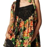 Free People  Bali Moroccan Flowers Black Colorful Tie Strap Tank Top XS Photo 0