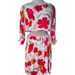 Maeve Anthropologie Dress Gemma Midi 3/4 Sleeve Floral Blue ,Orange ,Red Size M Photo 3